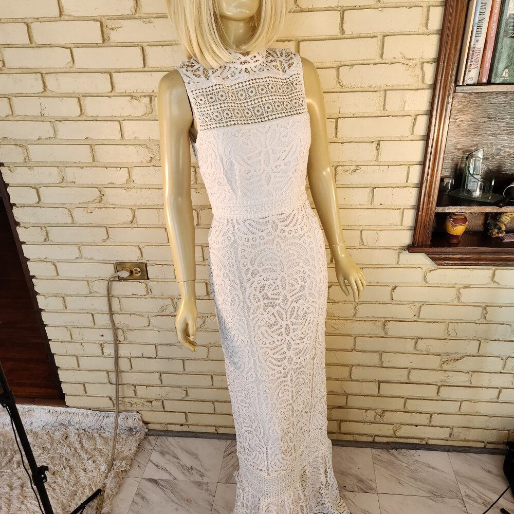 BHLDN White Lace Maxi Dress